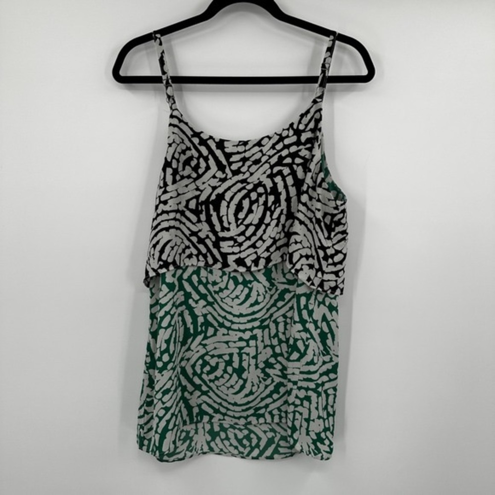 CAbi Green & Black Patterned Layered Tank Top - Picture 3 of 4